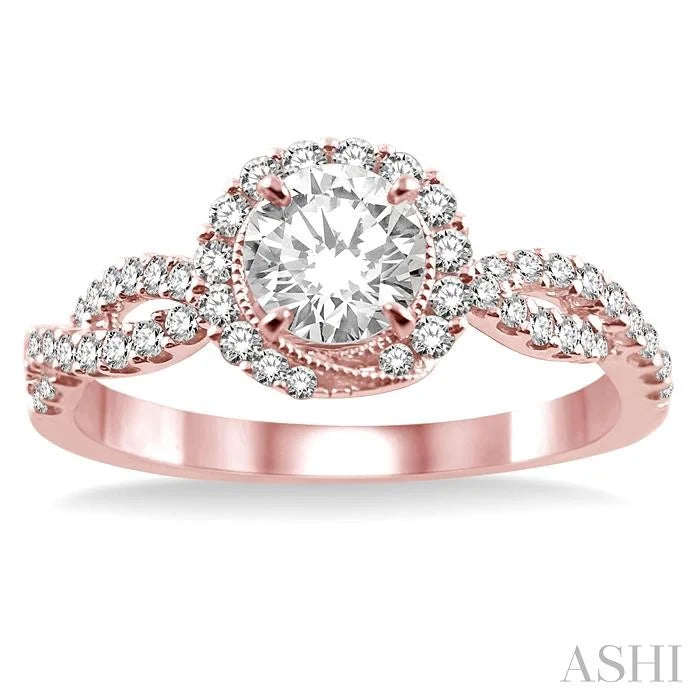 Round Shape Halo Diamond Engagement Ring