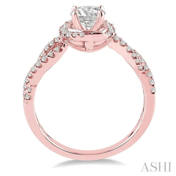 Round Shape Halo Diamond Engagement Ring