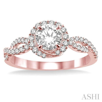 Round Shape Halo Diamond Engagement Ring