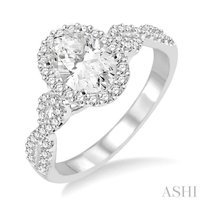 Oval Shape Halo Diamond Engagement Ring