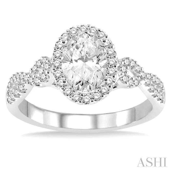 Oval Shape Halo Diamond Engagement Ring
