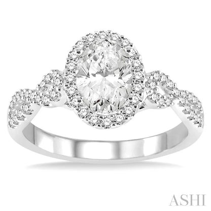 Oval Shape Halo Diamond Engagement Ring