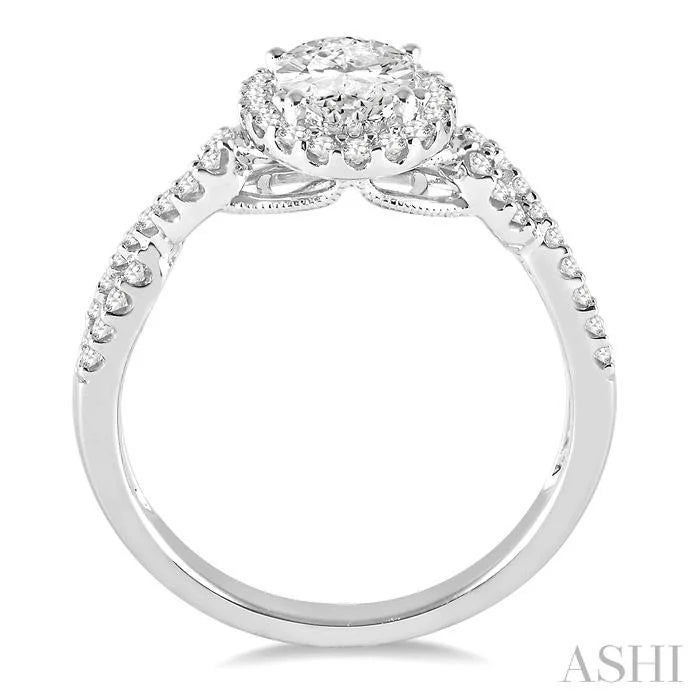 Oval Shape Halo Diamond Engagement Ring