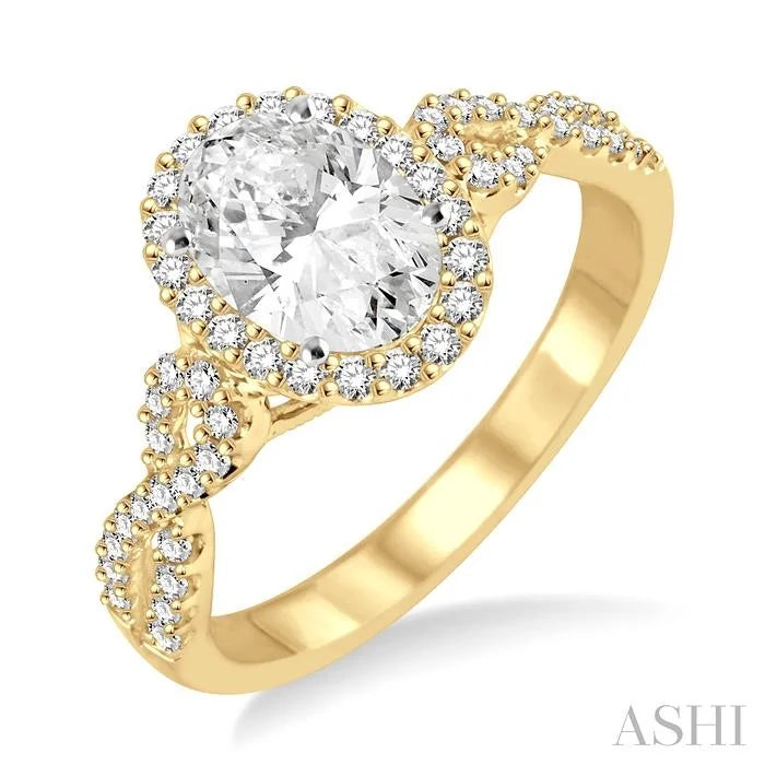Oval Shape Halo Diamond Engagement Ring