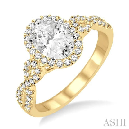 Oval Shape Halo Diamond Engagement Ring
