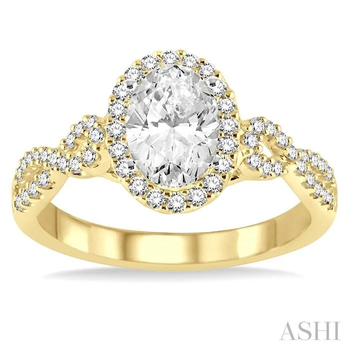 Oval Shape Halo Diamond Engagement Ring