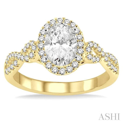 Oval Shape Halo Diamond Engagement Ring