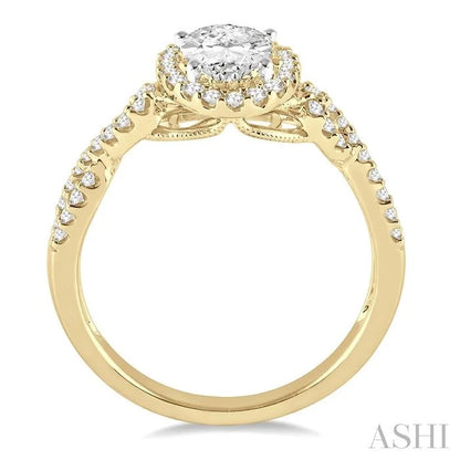 Oval Shape Halo Diamond Engagement Ring