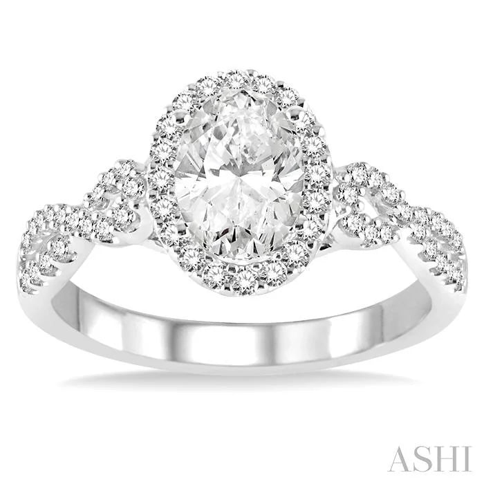 Oval Shape Halo Diamond Engagement Ring