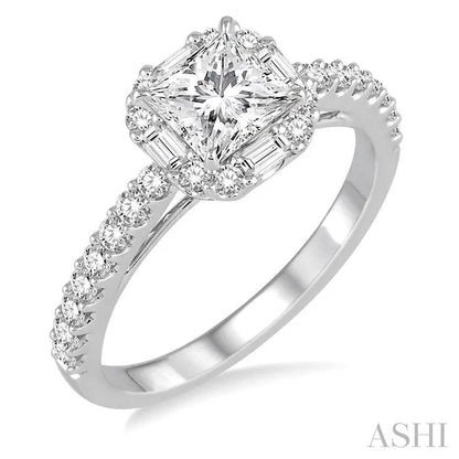 Princess Shape Halo Diamond Engagement Ring