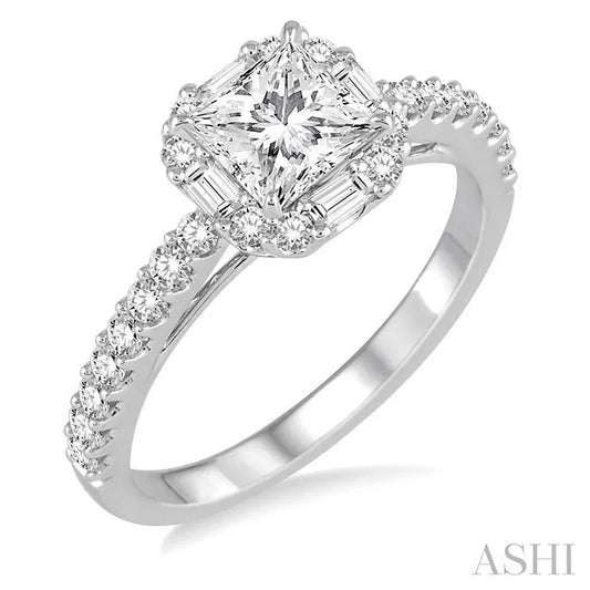 Princess Shape Halo Diamond Engagement Ring
