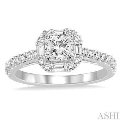 Princess Shape Halo Diamond Engagement Ring