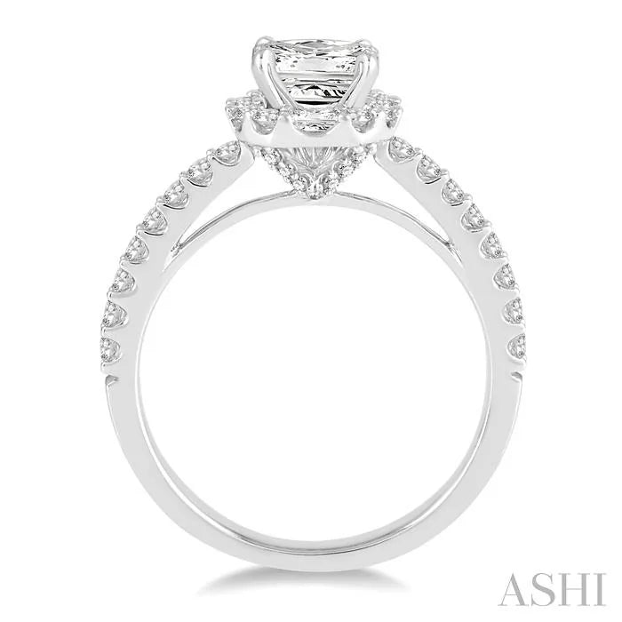 Princess Shape Halo Diamond Engagement Ring