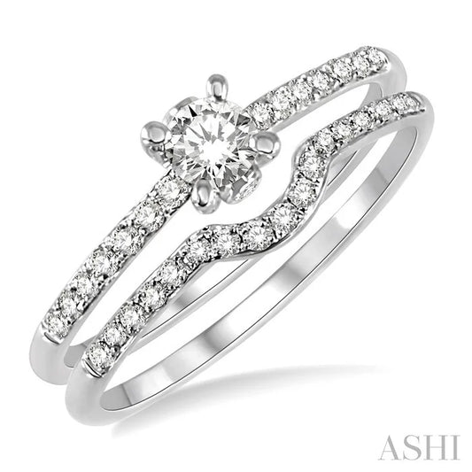 Round Shape Diamond Wedding Set