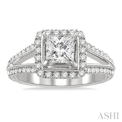 Princess Shape Halo Diamond Engagement Ring