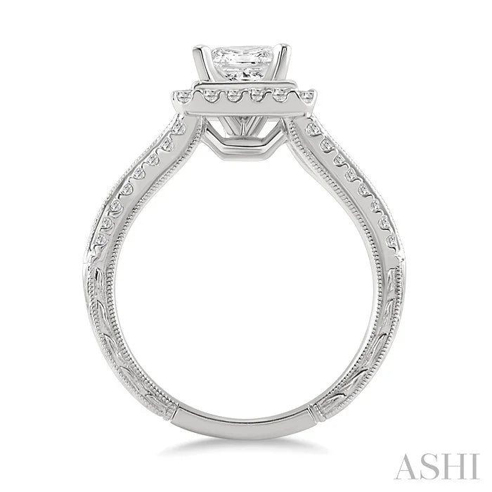 Princess Shape Halo Diamond Engagement Ring
