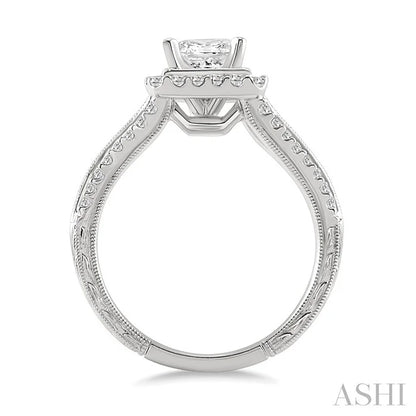 Princess Shape Halo Diamond Engagement Ring