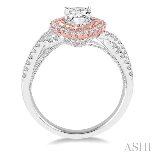 Pear Shape Semi-Mount Halo Diamond Engagement Ring
