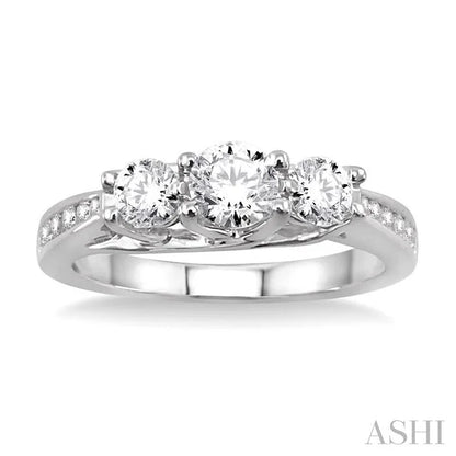 Round Shape Past Present & Future Diamond Engagement Ring