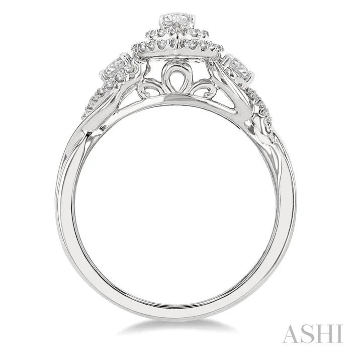 Marquise Shape Halo Diamond Engagement Ring