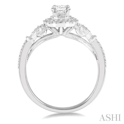 Oval Shape Halo Diamond Engagement Ring