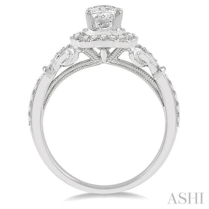 Oval Shape Semi-Mount Halo Diamond Engagement Ring