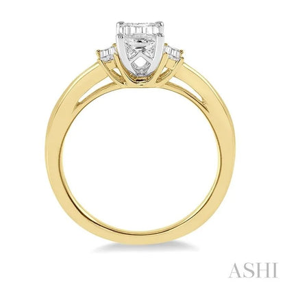 Emerald Shape Semi-Mount Diamond Engagement Ring