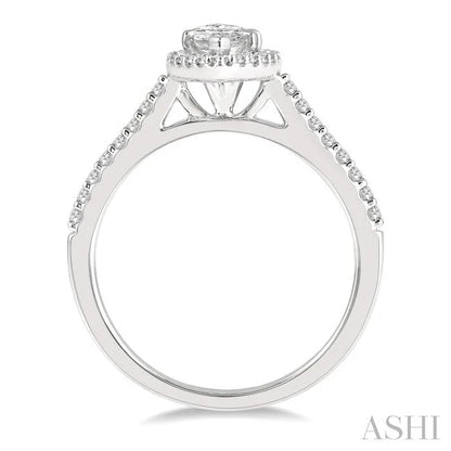 Marquise Shape Semi-Mount Halo Diamond Engagement Ring