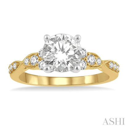 Round Shape Semi-Mount Diamond Engagement Ring