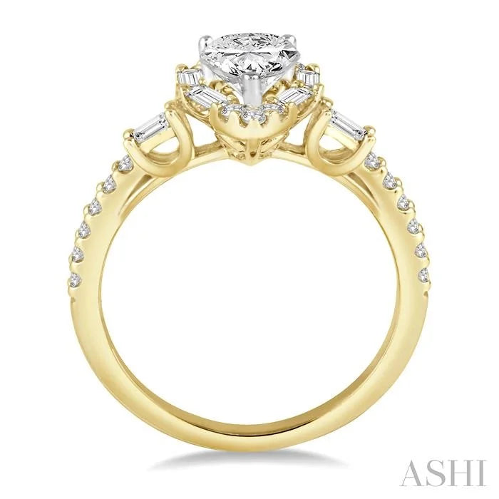 Pear Shape Semi-Mount Halo Diamond Engagement Ring