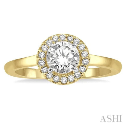 Round Shape Halo Diamond Engagement Ring