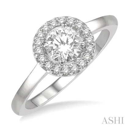 Round Shape Semi-Mount Halo Diamond Engagement Ring