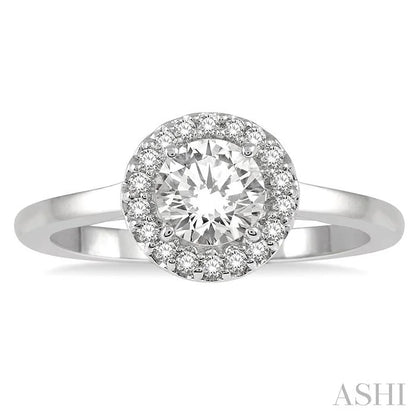 Round Shape Semi-Mount Halo Diamond Engagement Ring