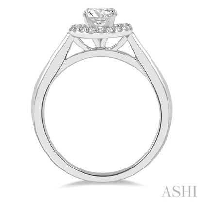 Round Shape Semi-Mount Halo Diamond Engagement Ring