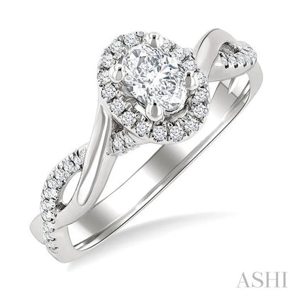 Oval Shape Halo Diamond Engagement Ring
