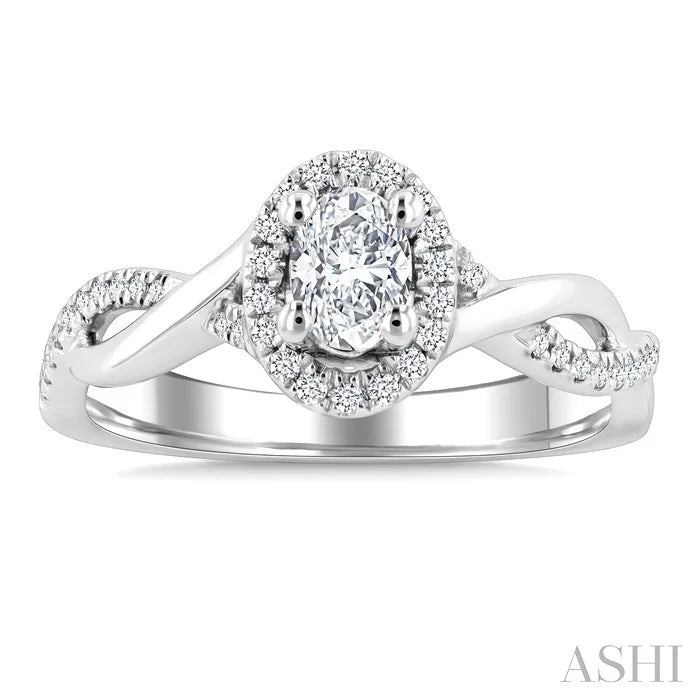 Oval Shape Halo Diamond Engagement Ring