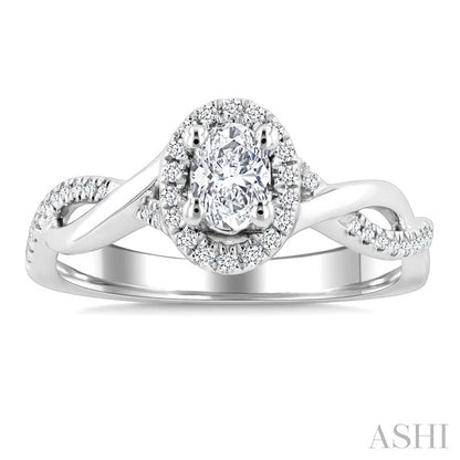 Oval Shape Halo Diamond Engagement Ring