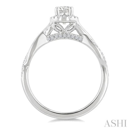 Oval Shape Halo Diamond Engagement Ring