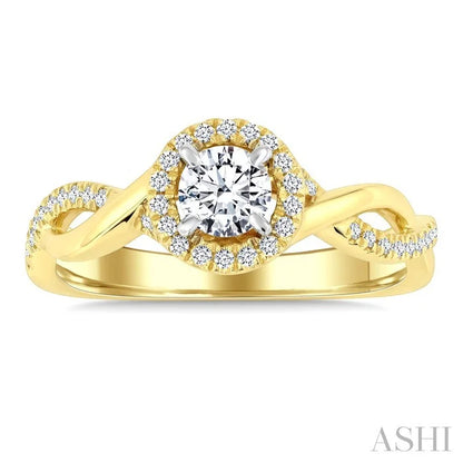 Round Shape Halo Diamond Engagement Ring