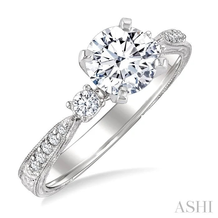 Round Shape Past Present & Future Diamond Engagement Ring