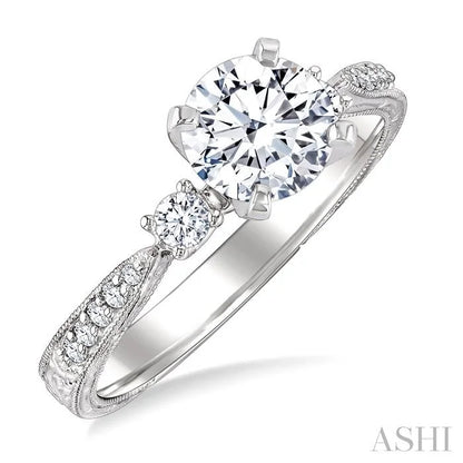 Round Shape Past Present & Future Diamond Engagement Ring