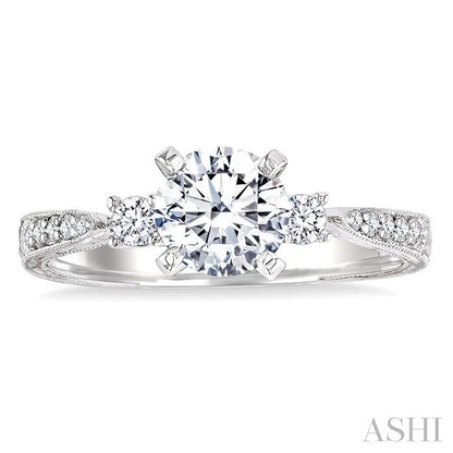 Round Shape Past Present & Future Diamond Engagement Ring