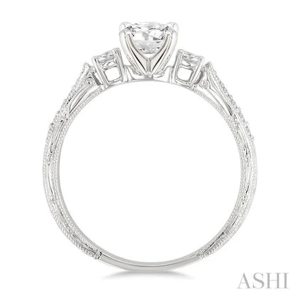 Round Shape Past Present & Future Diamond Engagement Ring
