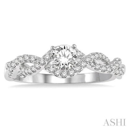 Round Shape Semi-Mount Diamond Engagement Ring