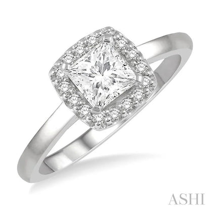 Princess Shape Halo Diamond Engagement Ring