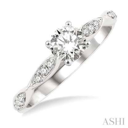 Round Shape Semi-Mount Diamond Engagement Ring