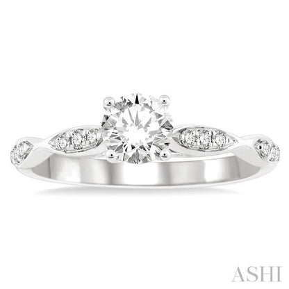 Round Shape Semi-Mount Diamond Engagement Ring