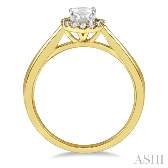 Oval Shape Semi-Mount Halo Diamond Engagement Ring