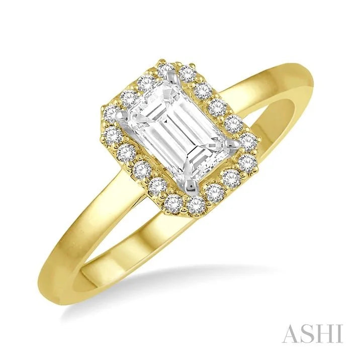 Emerald Shape Halo Diamond Engagement Ring