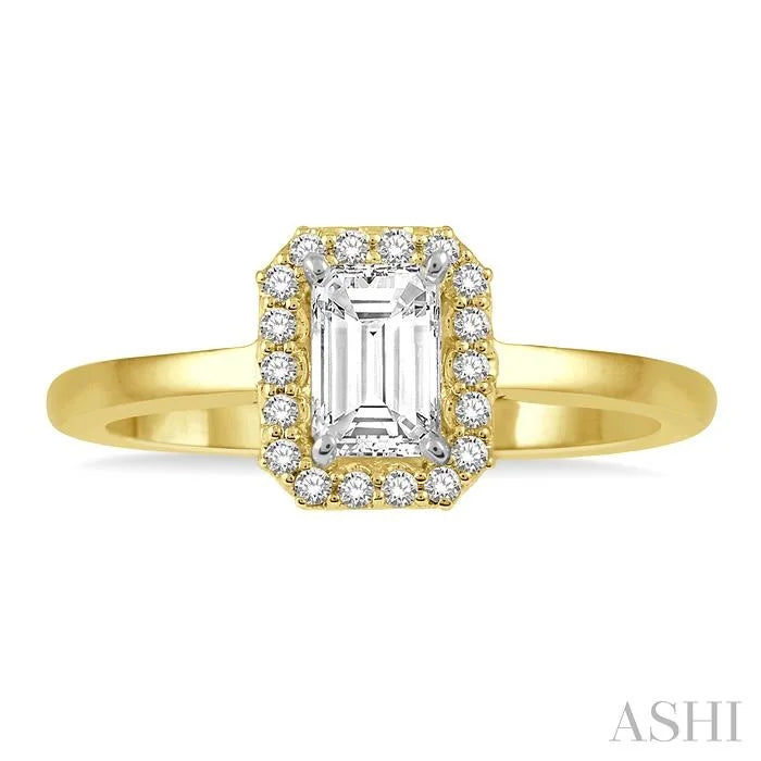 Emerald Shape Halo Diamond Engagement Ring